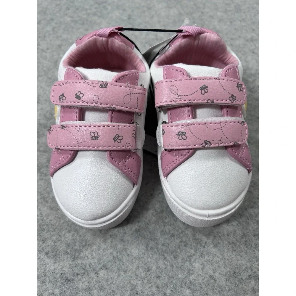 Disney Baby Winnie The Pooh Toddler Kids Sneaker Size 4 Pink /White Hook & Loop